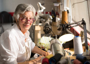 Woman at sewing machine