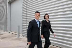 man and woman walking back to work