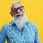 Senior hipster with stylish beard portraits