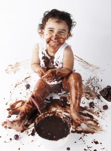 child with chocolate stains