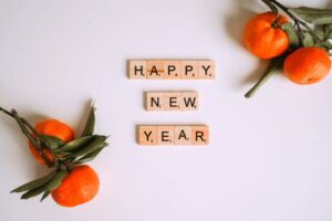 Happy New Year in Scrabble letters