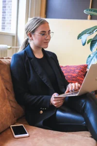 woman using laptop computer